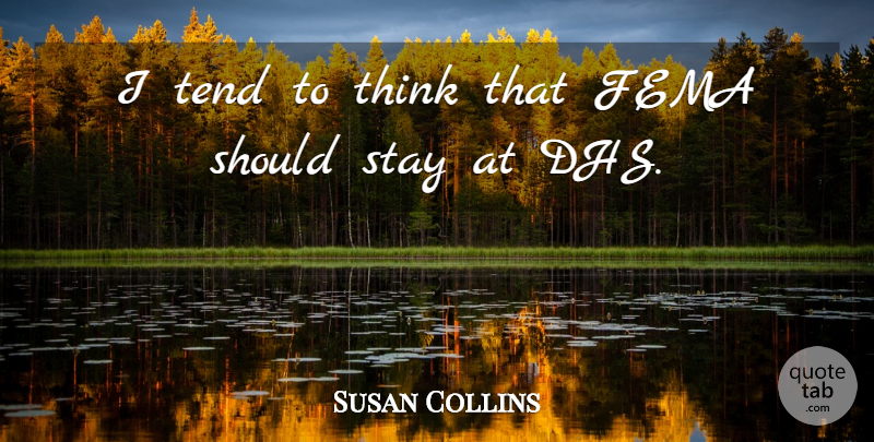 Susan Collins Quote About Fema, Stay, Tend: I Tend To Think That...