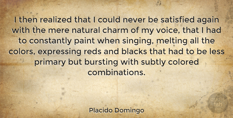 Placido Domingo Quote About Color, Voice, Singing: I Then Realized That I...