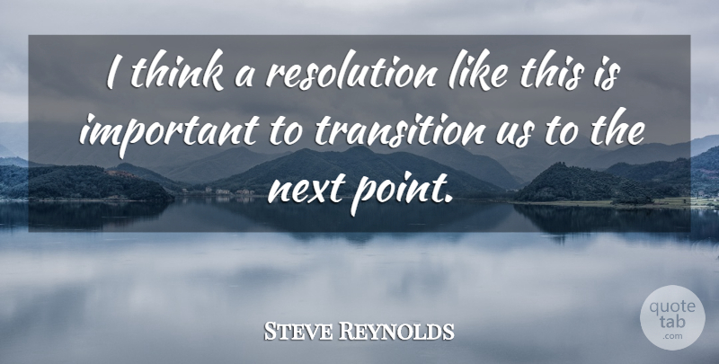Steve Reynolds Quote About Next, Resolution, Transition: I Think A Resolution Like...