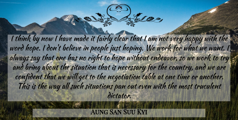 Aung San Suu Kyi Quote About Hope, Country, Believe: I Think By Now I...