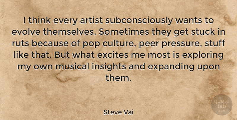 Steve Vai Quote About Thinking, Artist, Musical: I Think Every Artist Subconsciously...