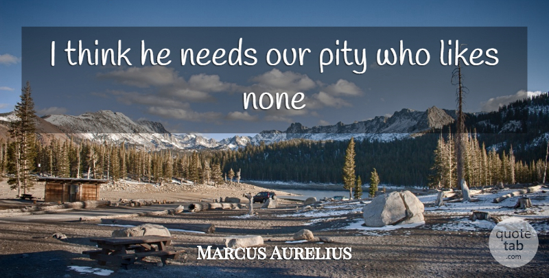 Marcus Aurelius Quote About Likes, Needs, None, Pity: I Think He Needs Our...