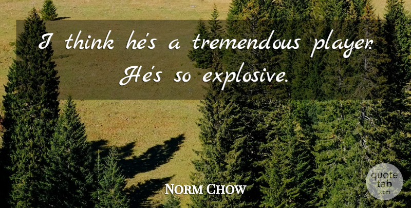 Norm Chow Quote About Tremendous: I Think Hes A Tremendous...