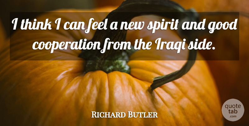 Richard Butler Quote About Cooperation, Good, Iraqi, Spirit: I Think I Can Feel...