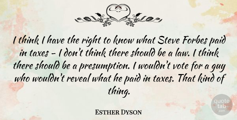 Esther Dyson Quote About Thinking, Law, Guy: I Think I Have The...