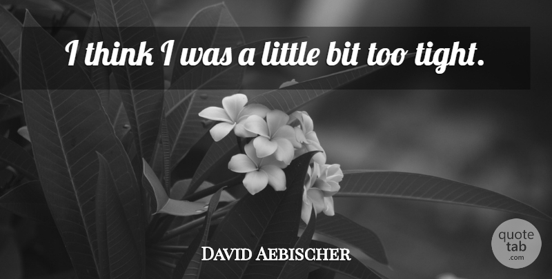 David Aebischer Quote About Bit: I Think I Was A...