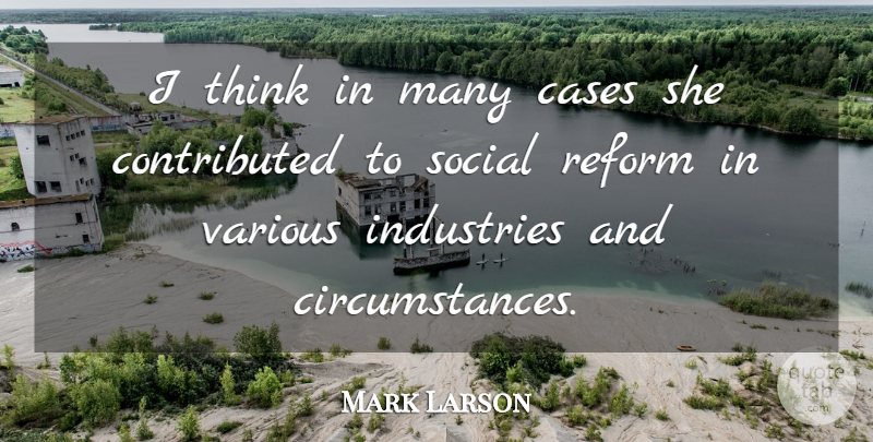 Mark Larson Quote About Cases, Circumstance, Industries, Reform, Social: I Think In Many Cases...