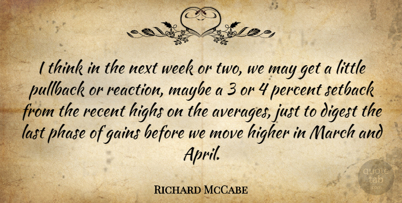 Richard McCabe Quote About Digest, Gains, Higher, Highs, Last: I Think In The Next...