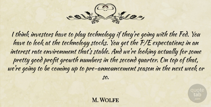 M. Wolfe Quote About Coming, Environment, Good, Growth, Interest: I Think Investors Have To...