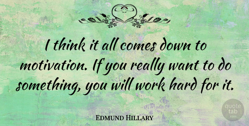 Edmund Hillary Quote About Motivation, Hard Work, Thinking: I Think It All Comes...