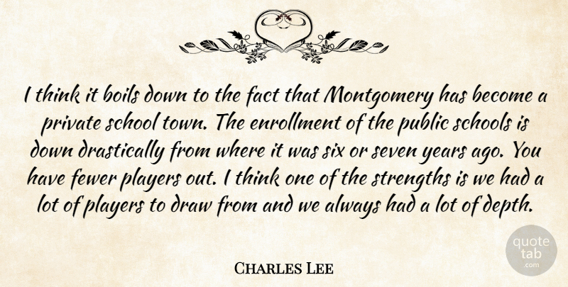 Charles Lee Quote About Boils, Draw, Fact, Fewer, Players: I Think It Boils Down...