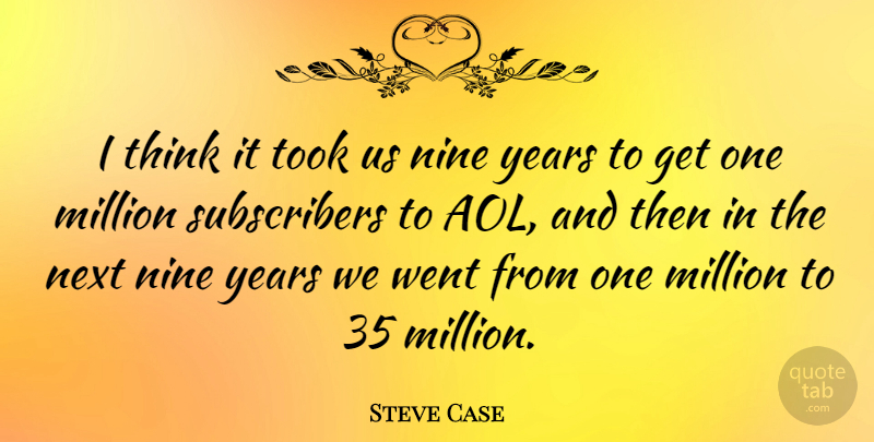 Steve Case Quote About Thinking, Years, Nine: I Think It Took Us...