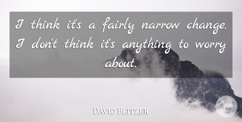 David Blitzer Quote About Fairly, Narrow, Worry: I Think Its A Fairly...