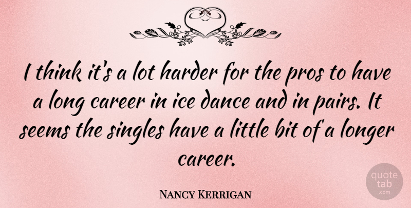 Nancy Kerrigan Quote About Thinking, Ice, Careers: I Think Its A Lot...
