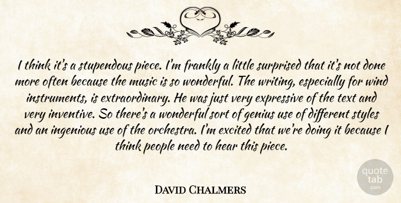 David Chalmers Quote About Excited, Expressive, Frankly, Genius, Hear: I Think Its A Stupendous...