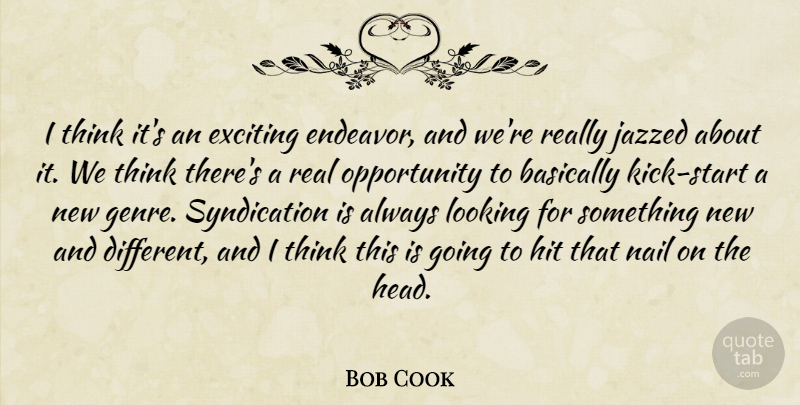 Bob Cook Quote About Basically, Exciting, Hit, Looking, Nail: I Think Its An Exciting...