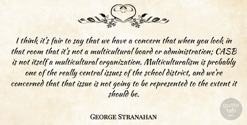 George Stranahan Quote About Board, Central, Concern, Concerned, Extent: I Think Its Fair To...