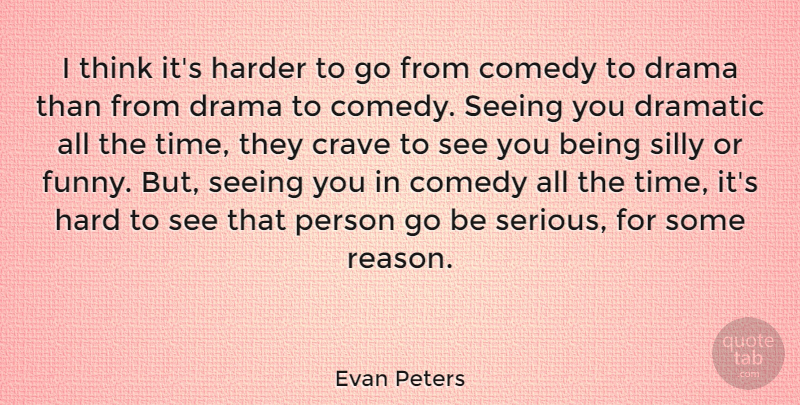 Evan Peters Quote About Drama, Silly, Thinking: I Think Its Harder To...