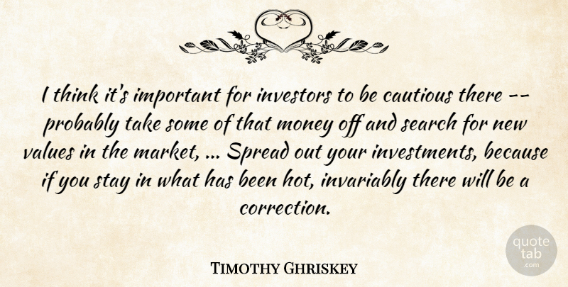 Timothy Ghriskey Quote About Cautious, Invariably, Investors, Money, Search: I Think Its Important For...
