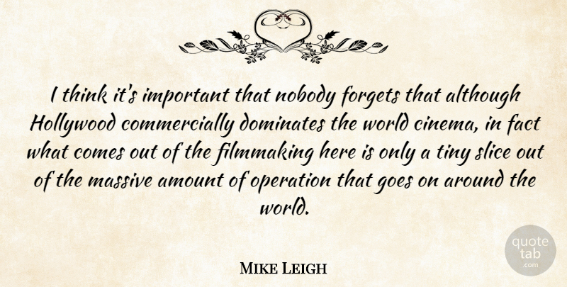Mike Leigh Quote About Thinking, Important, Goes On: I Think Its Important That...