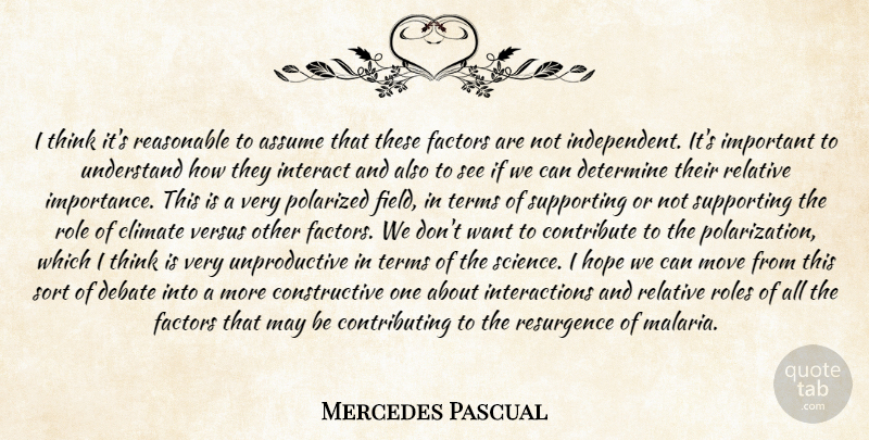 Mercedes Pascual Quote About Assume, Climate, Contribute, Debate, Determine: I Think Its Reasonable To...