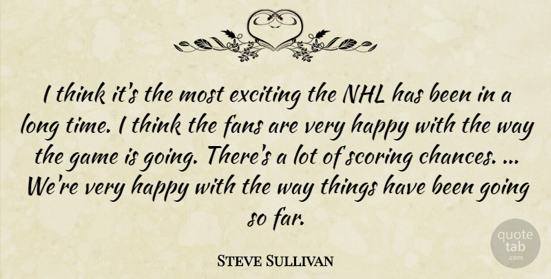 Steve Sullivan Quote About Exciting, Fans, Game, Happy, Scoring: I Think Its The Most...