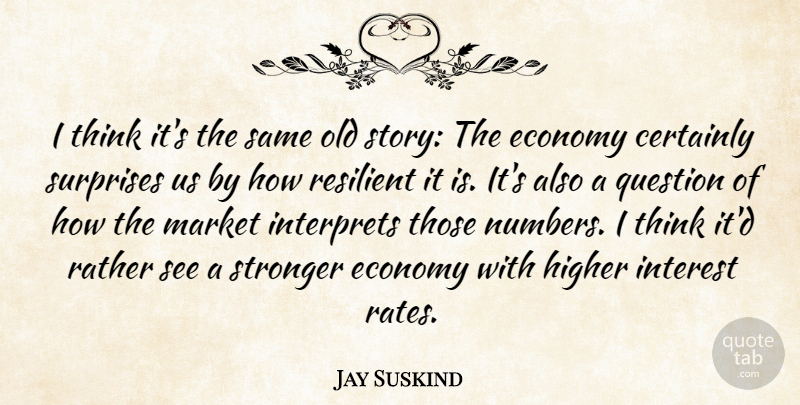 Jay Suskind Quote About Certainly, Economy, Economy And Economics, Higher, Interest: I Think Its The Same...