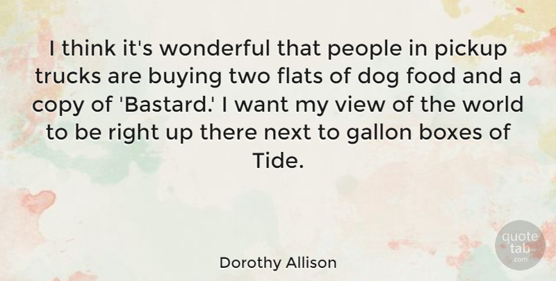 Dorothy Allison Quote About Boxes, Buying, Copy, Flats, Food: I Think Its Wonderful That...