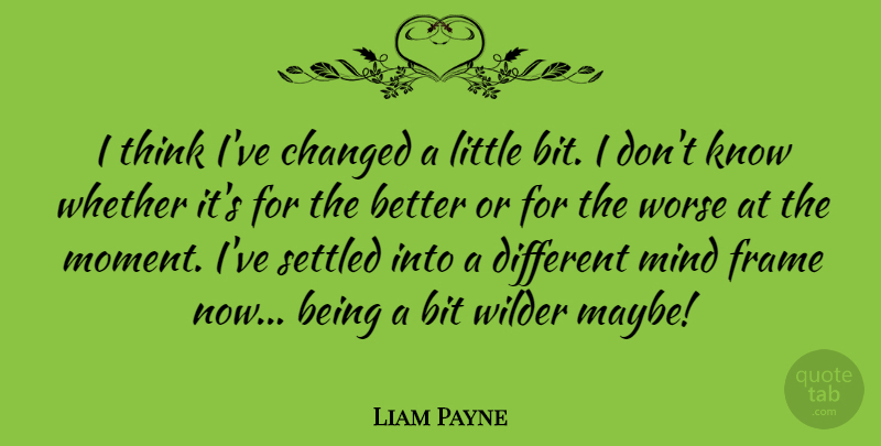 Liam Payne Quote About Bit, Mind, Settled, Whether, Wilder: I Think Ive Changed A...