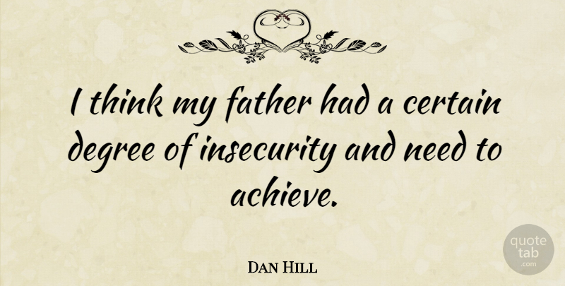 Dan Hill Quote About Certain, Degree: I Think My Father Had...