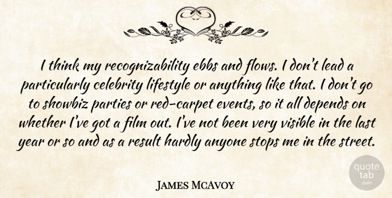 James McAvoy Quote About Party, Thinking, Years: I Think My Recognizability Ebbs...