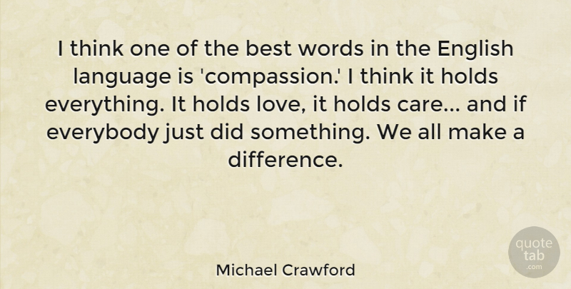 Michael Crawford Quote About Best, English, Everybody, Holds, Language: I Think One Of The...