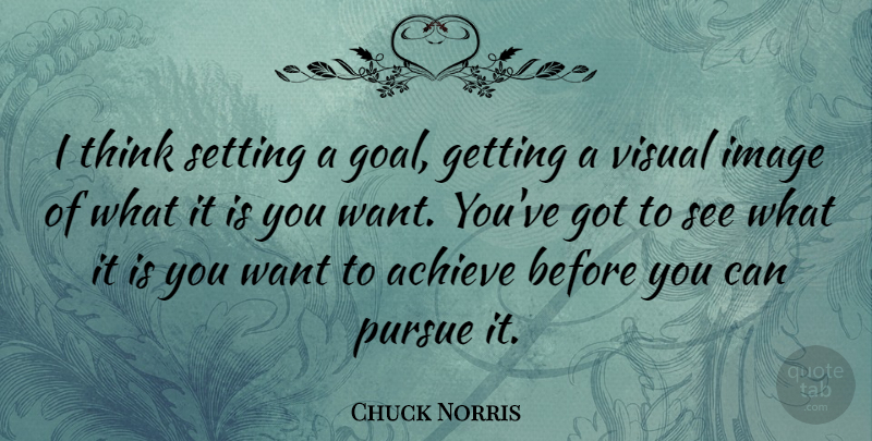 Chuck Norris Quote About Motivational, Thinking, Fog: I Think Setting A Goal...