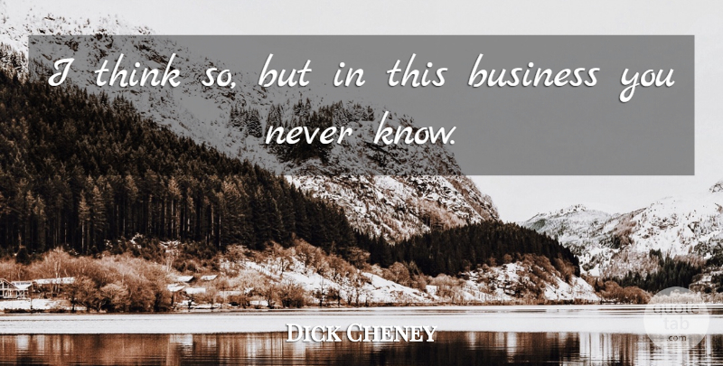 Dick Cheney Quote About Business: I Think So But In...
