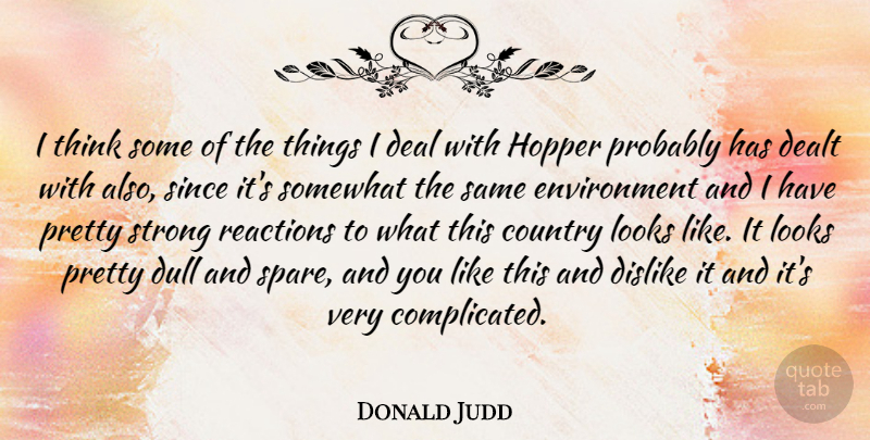 Donald Judd Quote About Country, Dislike, Dull, Environment, Reactions: I Think Some Of The...