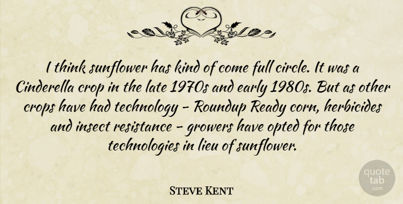 Steve Kent Quote About Cinderella, Crop, Crops, Early, Full: I Think Sunflower Has Kind...