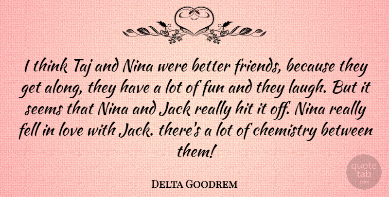 Delta Goodrem Quote About Love, Fun, Thinking: I Think Taj And Nina...