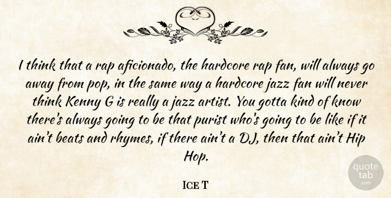 Ice T Quote About Rap, Thinking, Artist: I Think That A Rap...