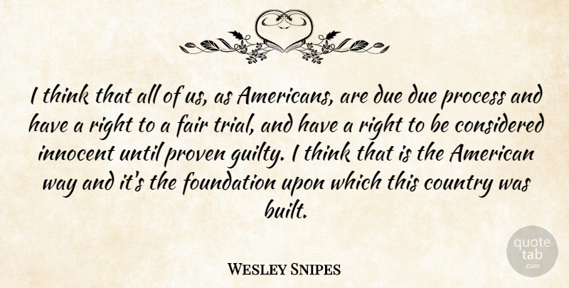 Wesley Snipes Quote About Country, Thinking, Trials: I Think That All Of...