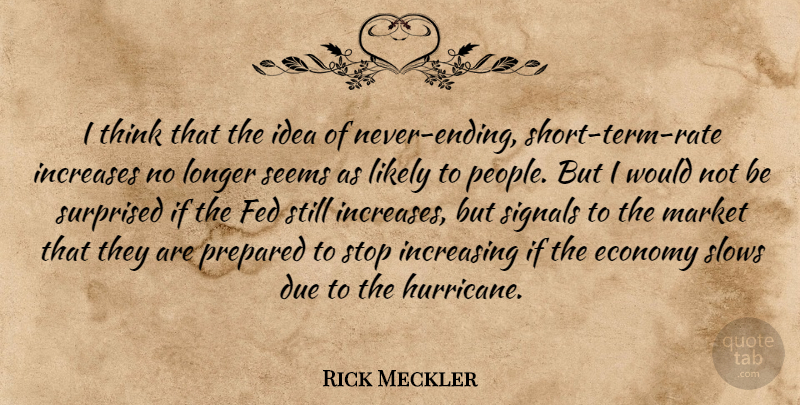 Rick Meckler Quote About Due, Economy, Fed, Increases, Increasing: I Think That The Idea...