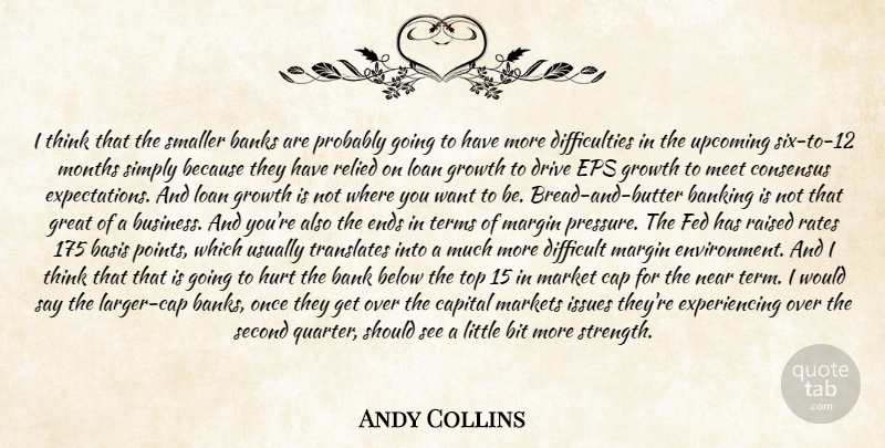 Andy Collins Quote About Banking, Banks, Basis, Below, Bit: I Think That The Smaller...