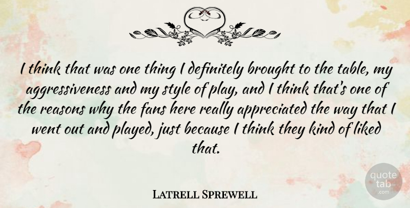 Latrell Sprewell Quote About Sports, Thinking, Play: I Think That Was One...