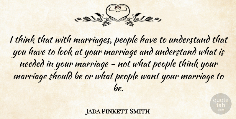 Jada Pinkett Smith Quote About Thinking, People, Want: I Think That With Marriages...