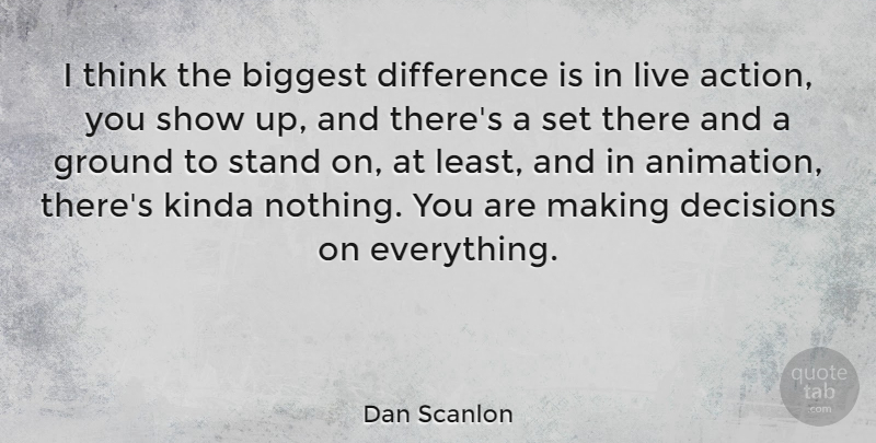 Dan Scanlon Quote About Biggest, Difference, Ground, Kinda: I Think The Biggest Difference...