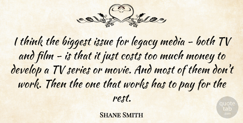 Shane Smith Quote About Biggest, Both, Costs, Develop, Issue: I Think The Biggest Issue...