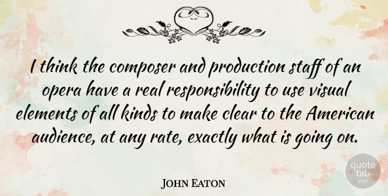 John Eaton Quote About Composer, Elements, Exactly, Kinds, Opera: I Think The Composer And...