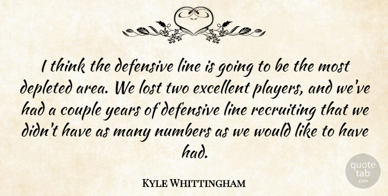 Kyle Whittingham Quote About Couple, Defensive, Depleted, Excellent, Line: I Think The Defensive Line...