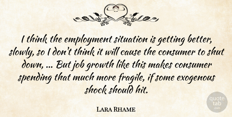 Lara Rhame Quote About Cause, Consumer, Employment, Growth, Job: I Think The Employment Situation...