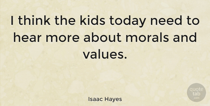 Isaac Hayes Quote About Kids, Thinking, Today: I Think The Kids Today...