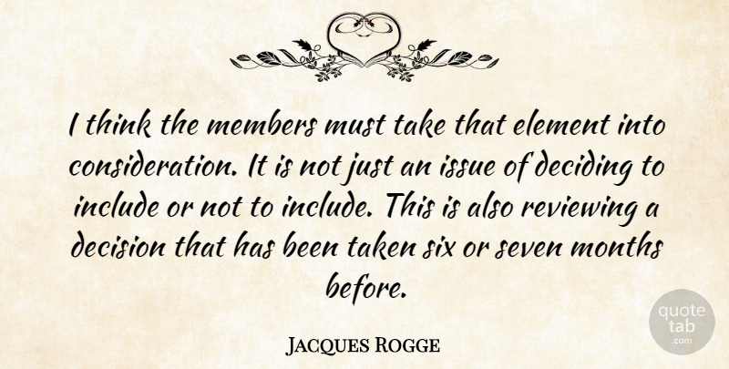 Jacques Rogge Quote About Deciding, Decision, Element, Include, Issue: I Think The Members Must...